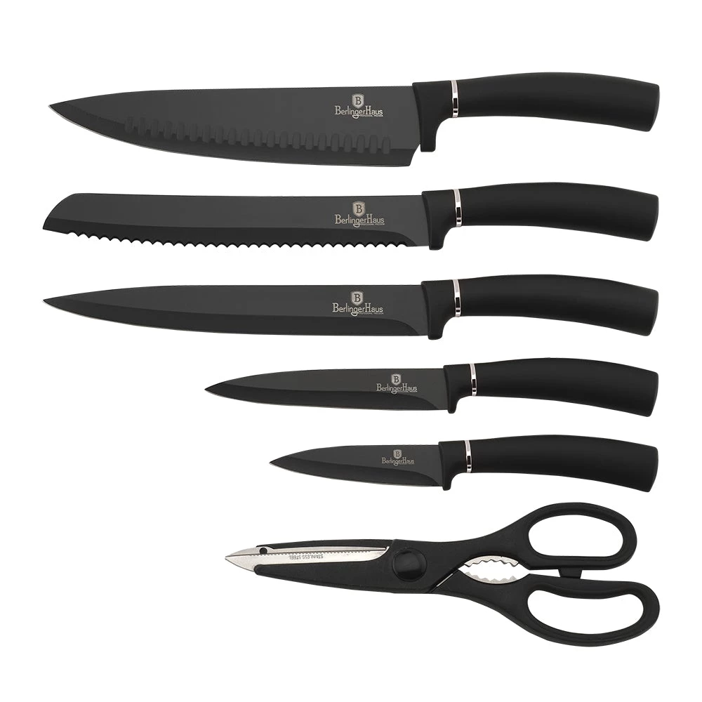 New π Berlinger Haus 7-Piece Knife Set with Mobile Stand Black Collection 𧨠4 New π Berlinger Haus 7-Piece Knife Set with Mobile Stand Black Collection 𧨠- Image 2
