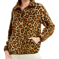 Outlet 💯 women Terez Leopardess 1/2-Zip Fleece Jacket 🥰