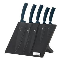 Budget 🎁 Berlinger Haus 6-Piece Knife Set w/ Magnetic Hanger Aquamarine Collection 💯