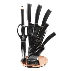 Best Pirce ✔️ Berlinger Haus 8-Piece Knife Set w/ Acrylic Stand Black Rose Gold Collection 🤩