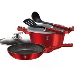 Outlet 🔥 Berlinger Haus 6-Piece Cookware Set Burgundy Collection 🌟