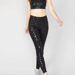 Best Pirce π Terez π© women Cheetah Foil Uplift Leggings In Black π₯°