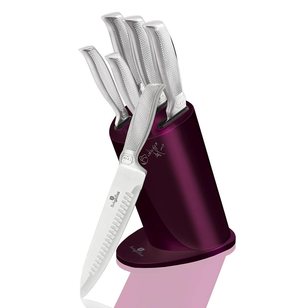 New π Berlinger Haus 6-Piece Knife Set w/ Stainless Steel Stand Kikoza Purple Collection π₯ 3 New π Berlinger Haus 6-Piece Knife Set w/ Stainless Steel Stand Kikoza Purple Collection π₯