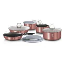 Promo 👍 Berlinger Haus 12-Pieces Cookware Set w/ Detached Ergonomic Handle I-Rose Collection 👏