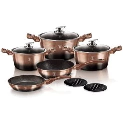 Cheap 🥰 Berlinger Haus 10-Piece Kitchen Cookware Set Rose Gold Noir Collection 😍