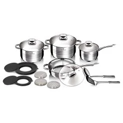 Wholesale ⭐ Berlinger Haus 15-Piece Stainless Steel Cookware Set Blauman Collection 👏