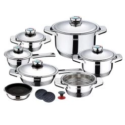 Hot Sale ⭐ Berlinger Haus 17-Piece Wide edge Stainless Steel Cookware Set 🥰