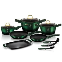 Outlet 🎁 Berlinger Haus 12-Piece Kitchen Cookware Set Emerald Collection 🌟