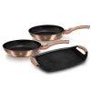 Best reviews of 🎁 Berlinger Haus 3-Piece Frypan Grill Plate Set w/ 2 pcs Heat Resistant Silicon Handle Rose Gold Collection 😉