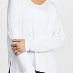 Budget 👏 Terez 👩 women Long Sleeve Slash Tee in White ⌛